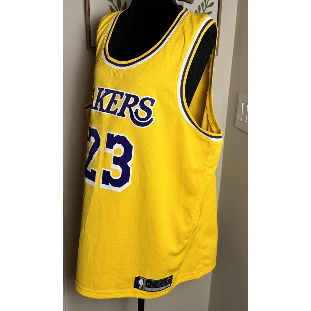 Nike LeBron James Los Angeles Lakers 23 Icon Edition Jersey Yellow XXL 56 AJ5117
